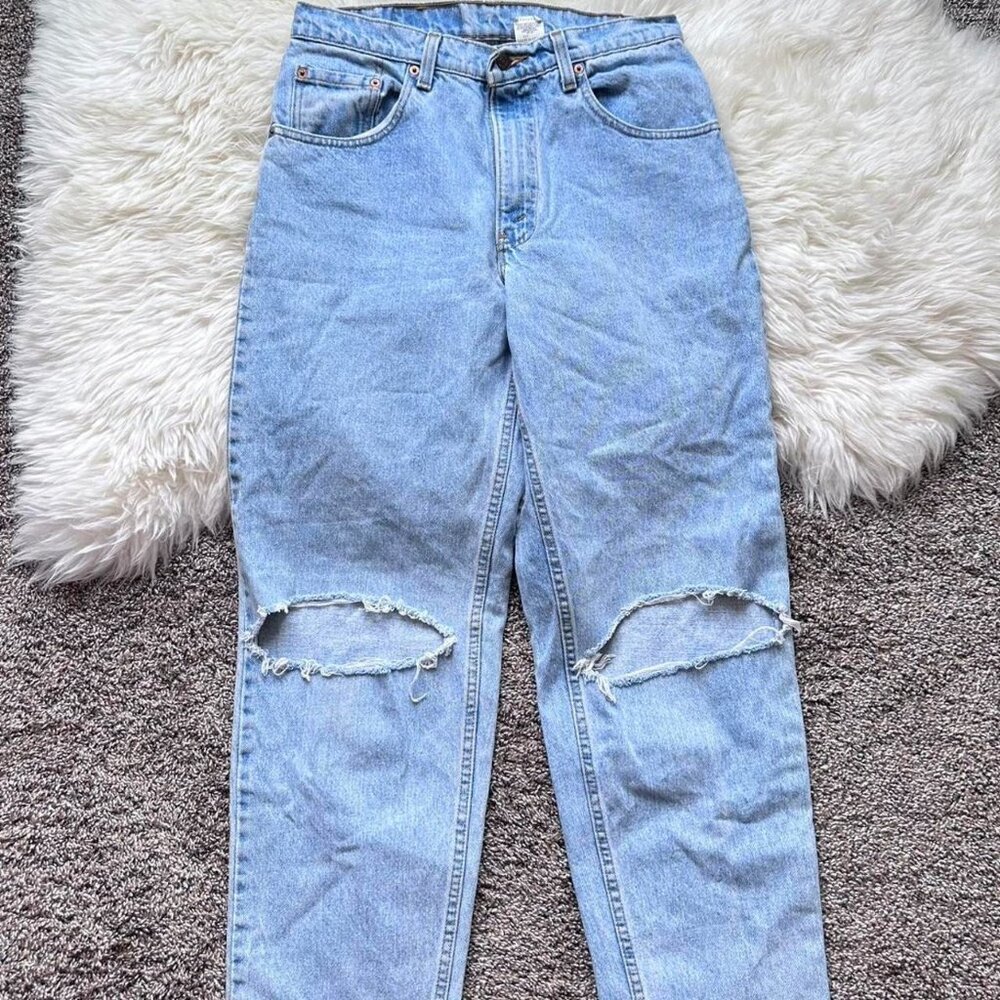Levi's 560 blue loose fit distressed tapered leg jeans
